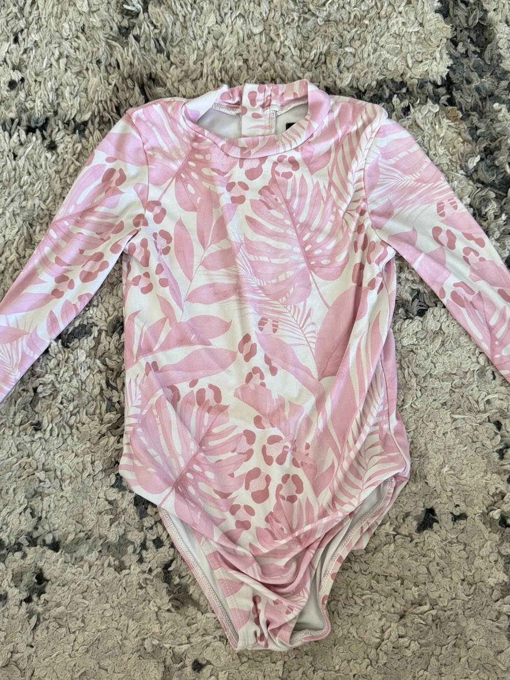 Kids Pink Long-Sleeve One-Piece Swimsuit